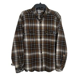 WOLVERINE MEN'S Large Glacier Heavyweight‎ Flannel Shirt BROWN PLAID W1205850